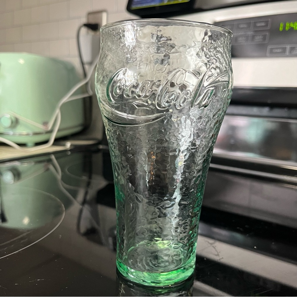 Coca Cola • “Enjoy” Green Drinking‎ Glass